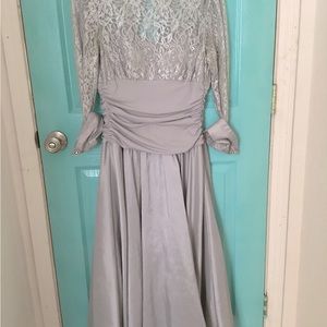 Silver mid length formal dress